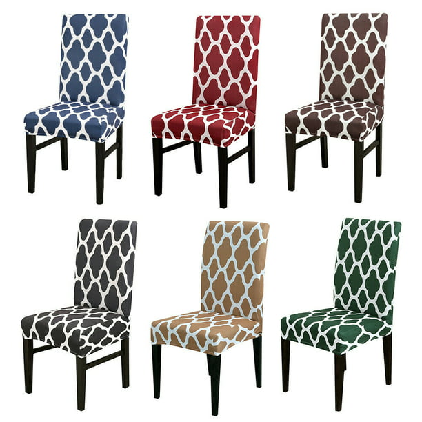 1/4/6PCS Stretch Polyester & Spandex Dining Room Printed Chair Cover Home Decor 